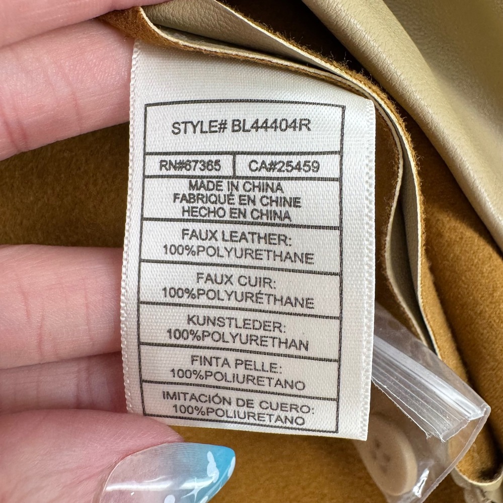BB Dakota - Faux Leather Shirt Jacket Shacket - Tan - L - Womens - Picture 9 of 10